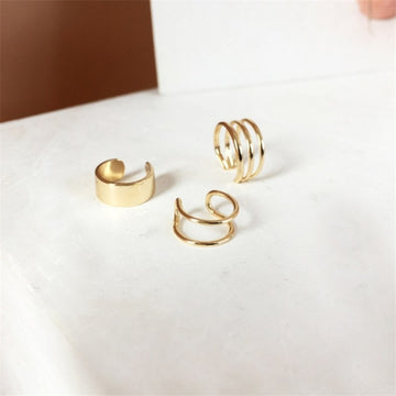 5pcs Fashion Gold Star Leaves Non-Piercing Ear Clip Earrings For Women Simple Fake Cartilage Ear Cuff Jewelry Clip Accessories daiiibabyyy